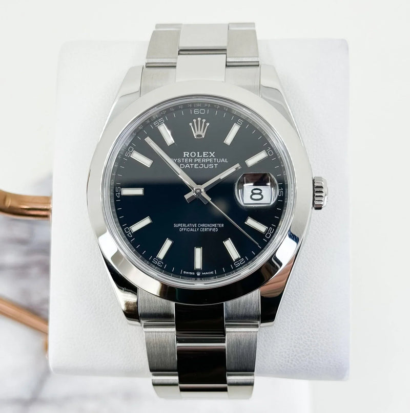 Rolex Datejust 41mm Smooth Bezel Black Dial