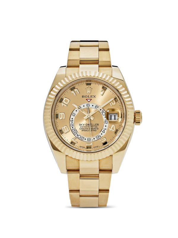 Rolex Sky-Dweller Oro amarillo Esfera color champán Oyster
