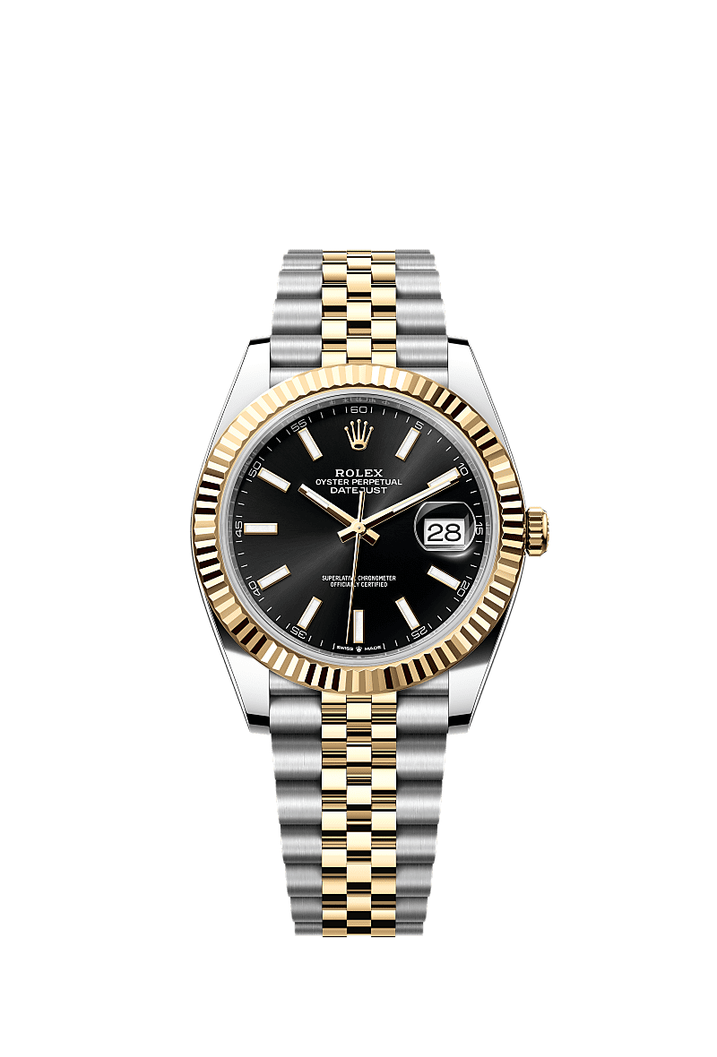 Rolex DateJust Two Tone Gold Black Dial