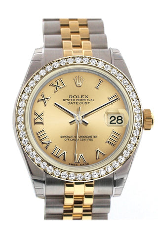 Rolex Datejust two tone with bezel in diamonds and diamonds dial