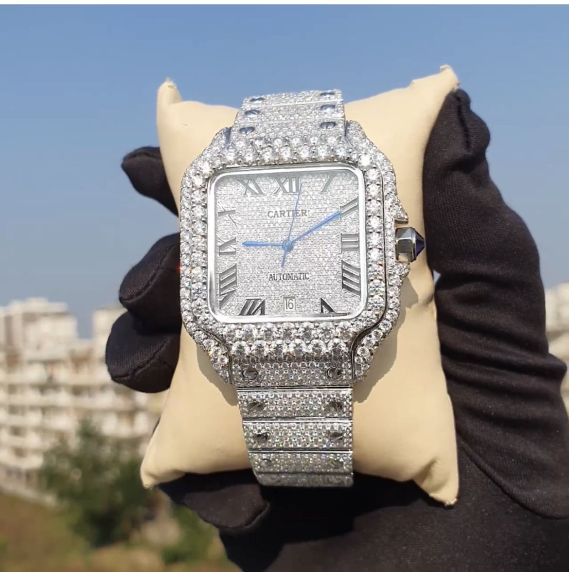 CARTIER SANTOS, 40MM WATCH, VVS, BLACK ROMAN NUMERALS