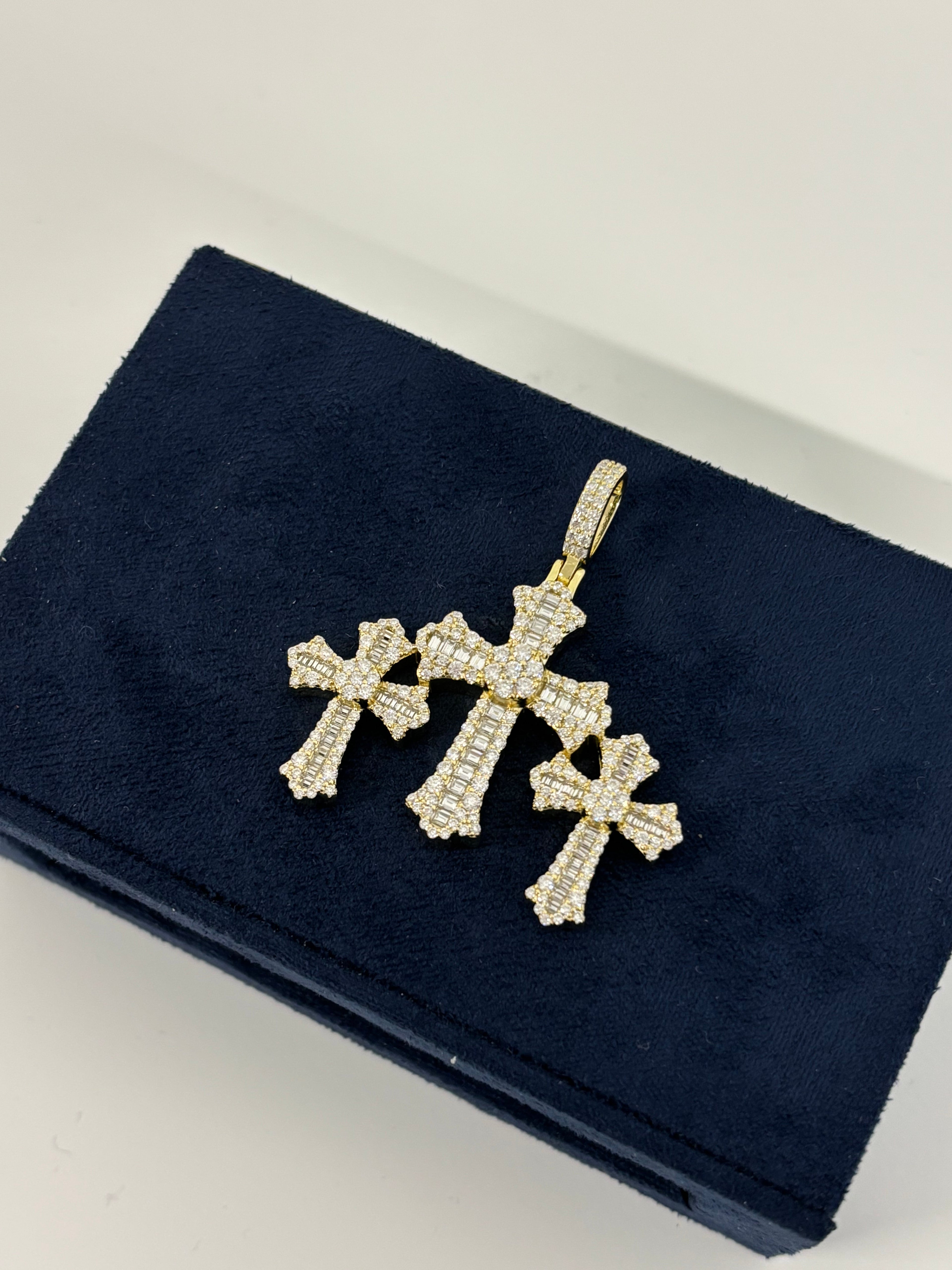 Triple Imperial Cross Gold Moissanite