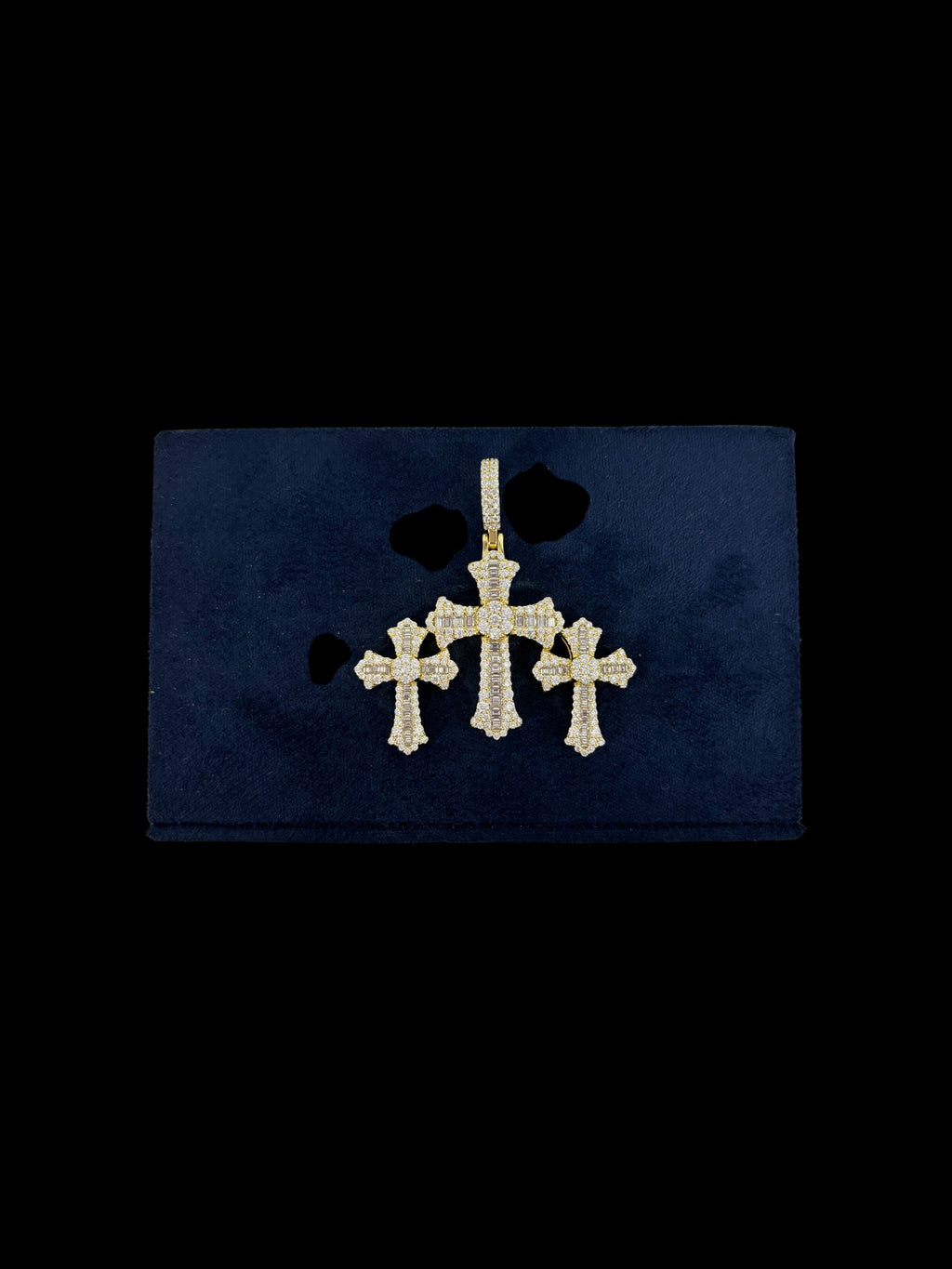 Triple Imperial Cross Gold Moissanite
