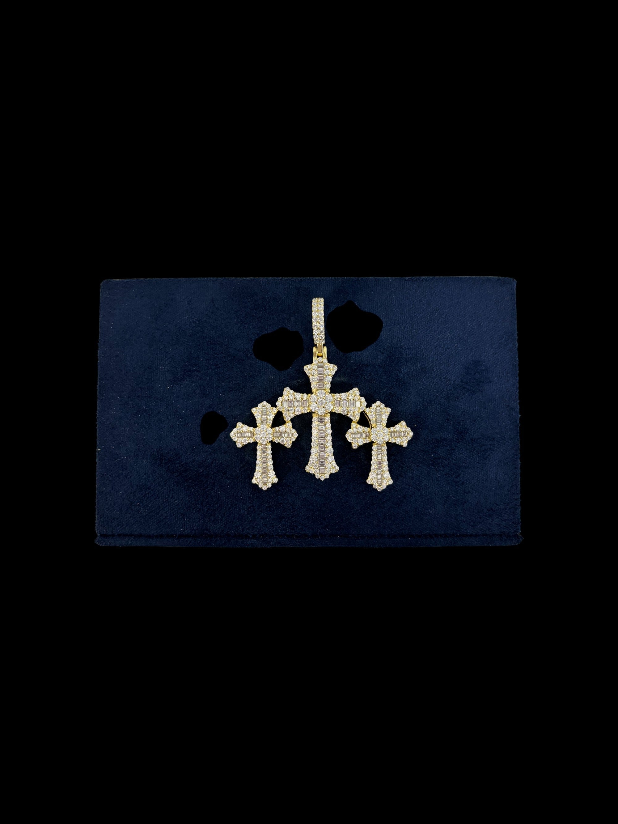 Triple Imperial Cross Gold Moissanite