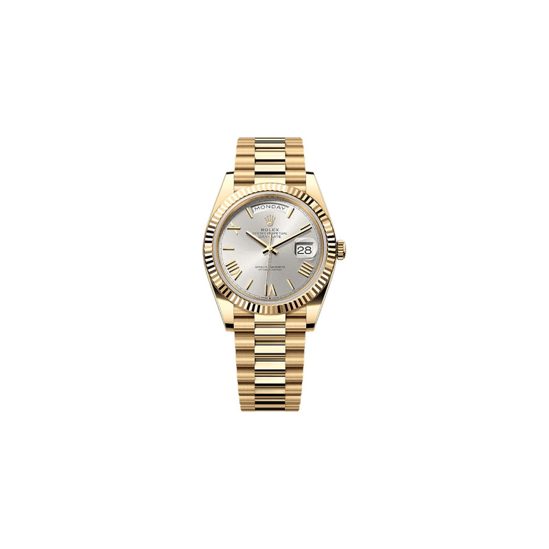 Rolex Day-Date Gold Silver Dial, 40 mm