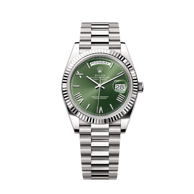 Rolex Day Date White Gold Green Dial