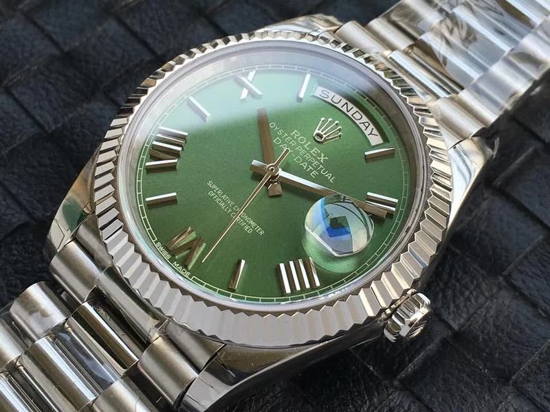 Rolex Day Date White Gold Green Dial