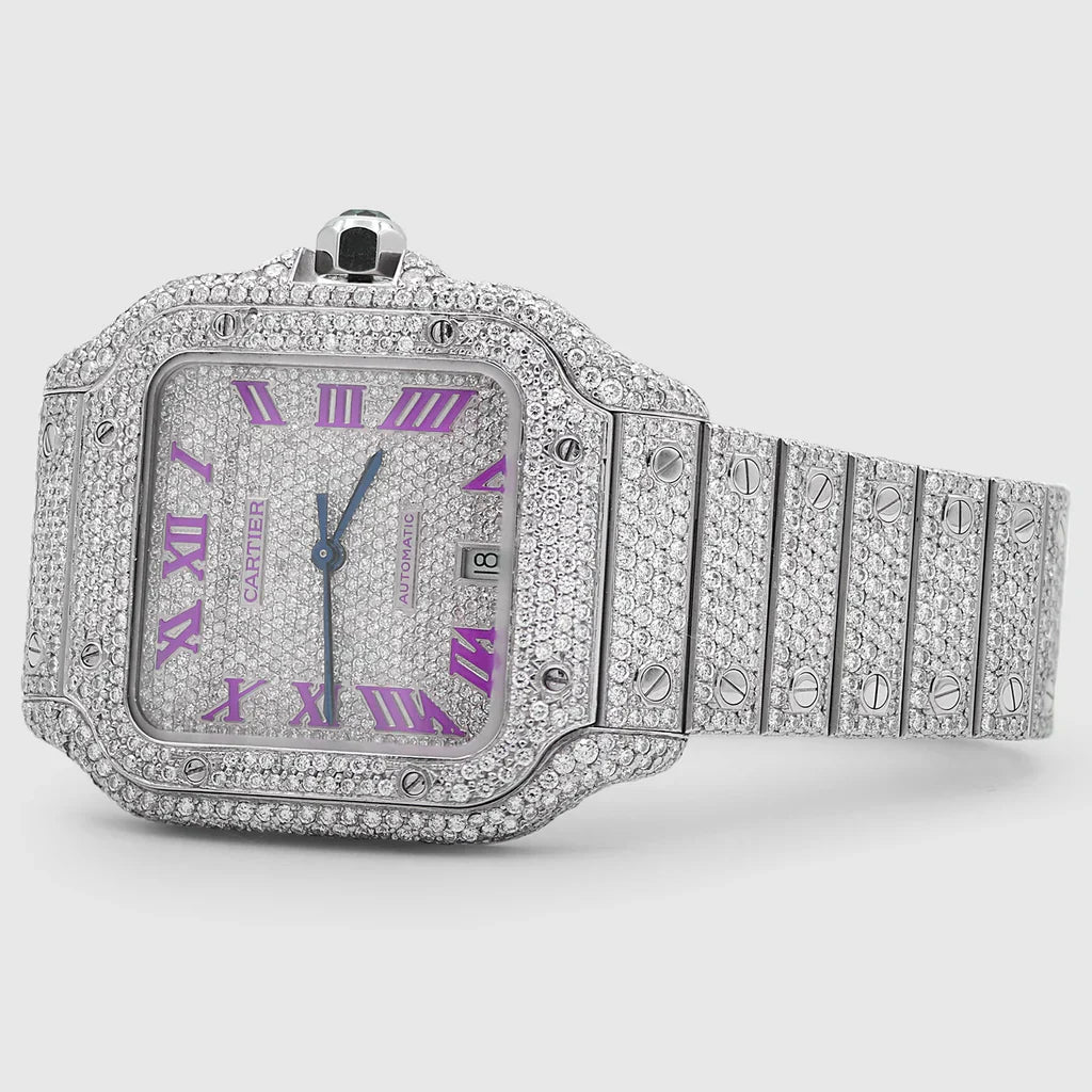 Cartier Santos VVS With Violet Roman Numerals, 40 mm