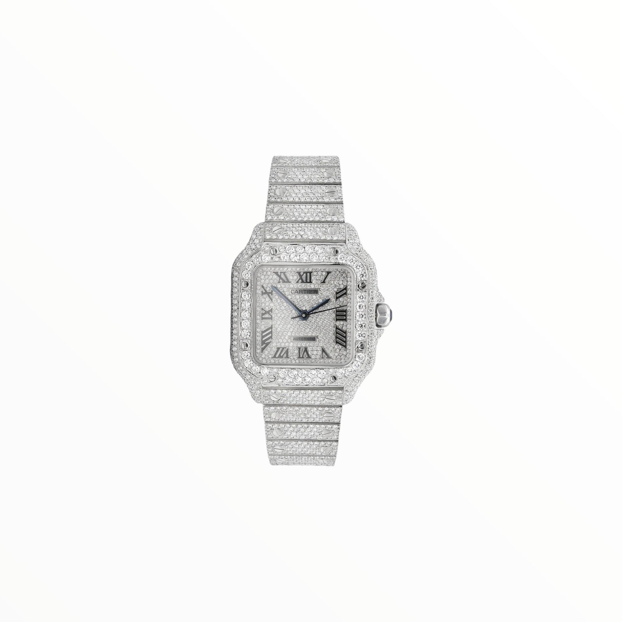 Cartier Santos Moissanite with Iced Black Roman Numerals