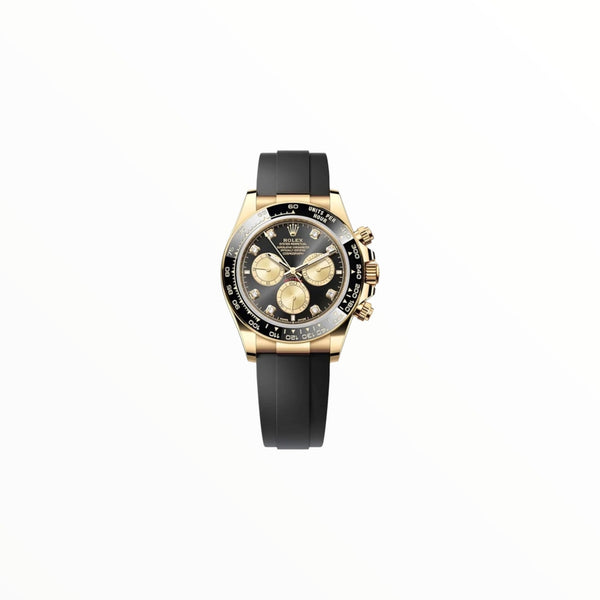Rolex Daytona Black Dial, Yellow Gold With Rubber Strap