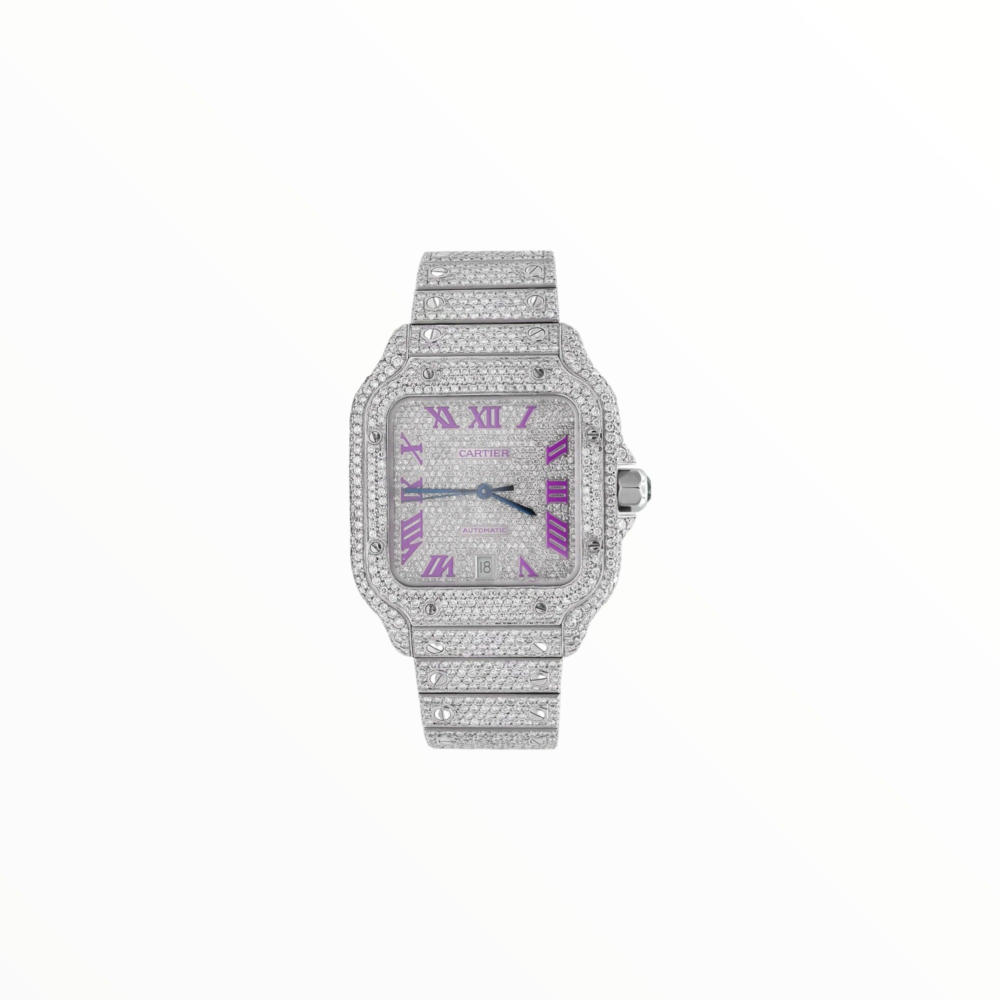 Cartier Santos VVS With Violet Roman Numerals, 40 mm